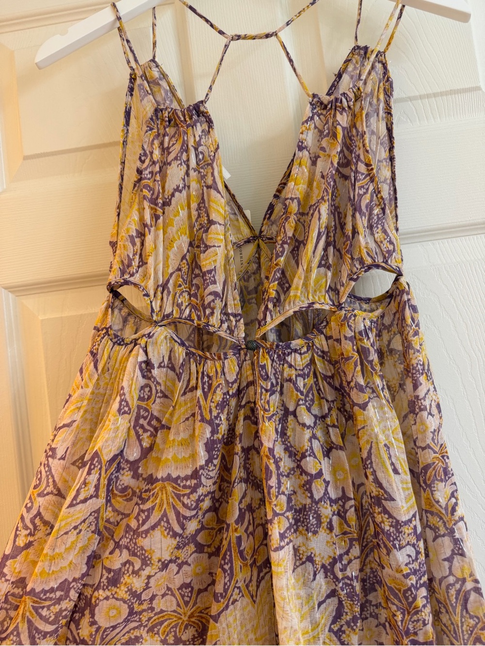 Anthropologie Strappy Yellow and Purple Floral Maxi Dress - Picture 2 of 8